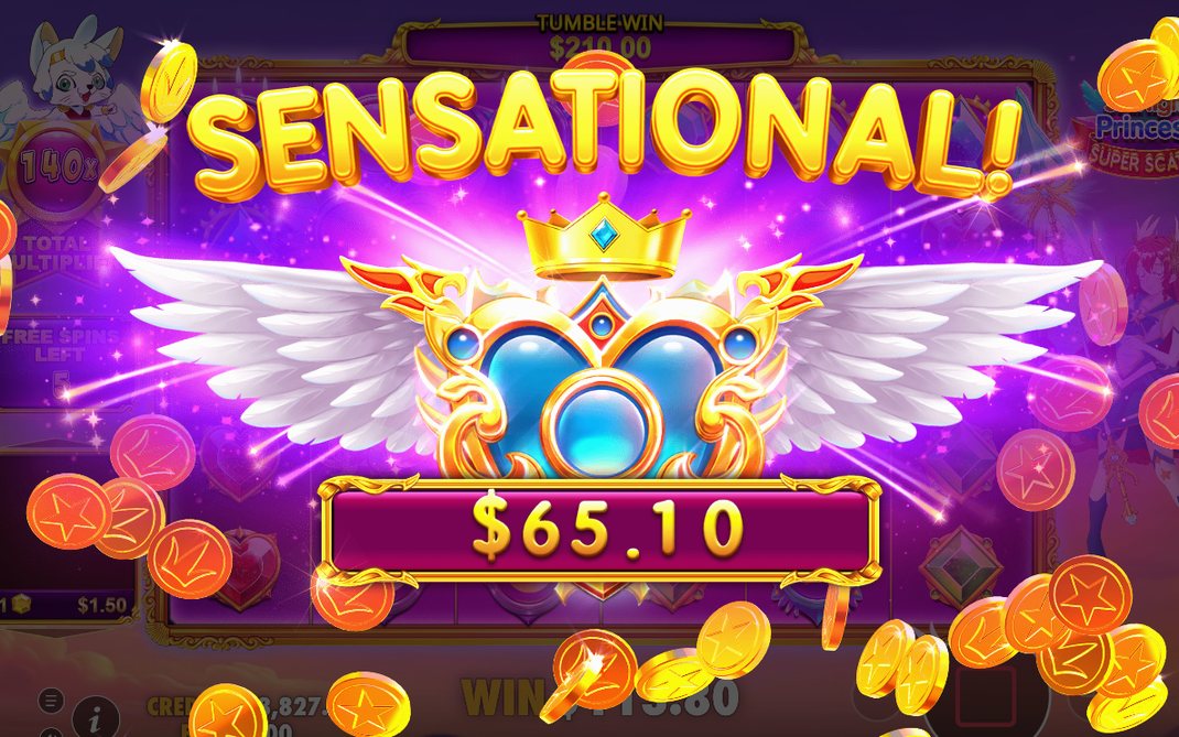 Gewinnbild mit Multiplier Hearts auf dem Raster